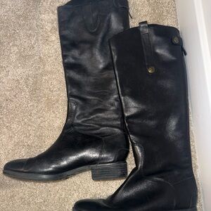 Sam Edelman Black Leather Knee-High Boots